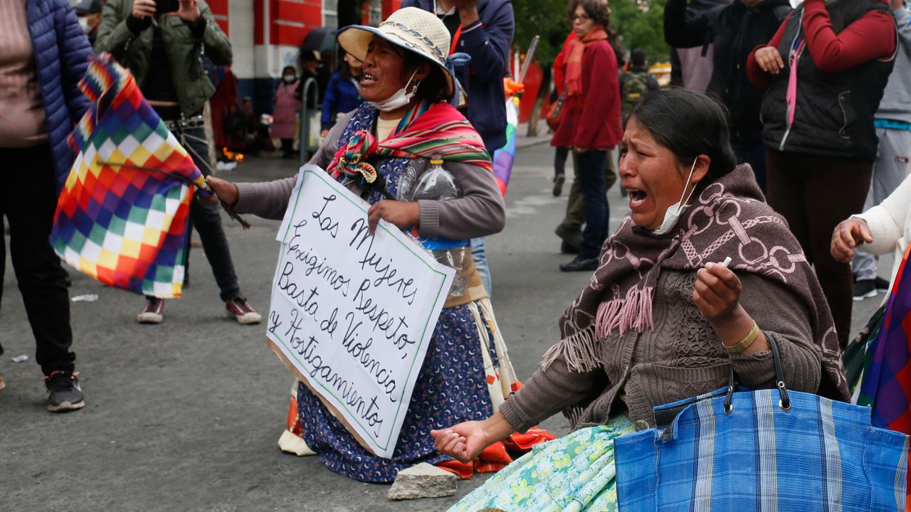 Indigenous Bolivians take to the streets in support of former President Evo Morales.