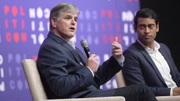 NASHVILLE, TENNESSEE - OCTOBER 26: Sean Hannity (L) and Steven Olikara speak onstage during the 2019 Politicon at Music City Center on October 26, 2019 in Nashville, Tennessee. (Photo by Jason Kempin/Getty Images for Politicon )
