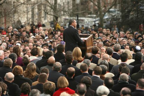Patrick delivers a speech at his inauguration ceremony in January 2007.