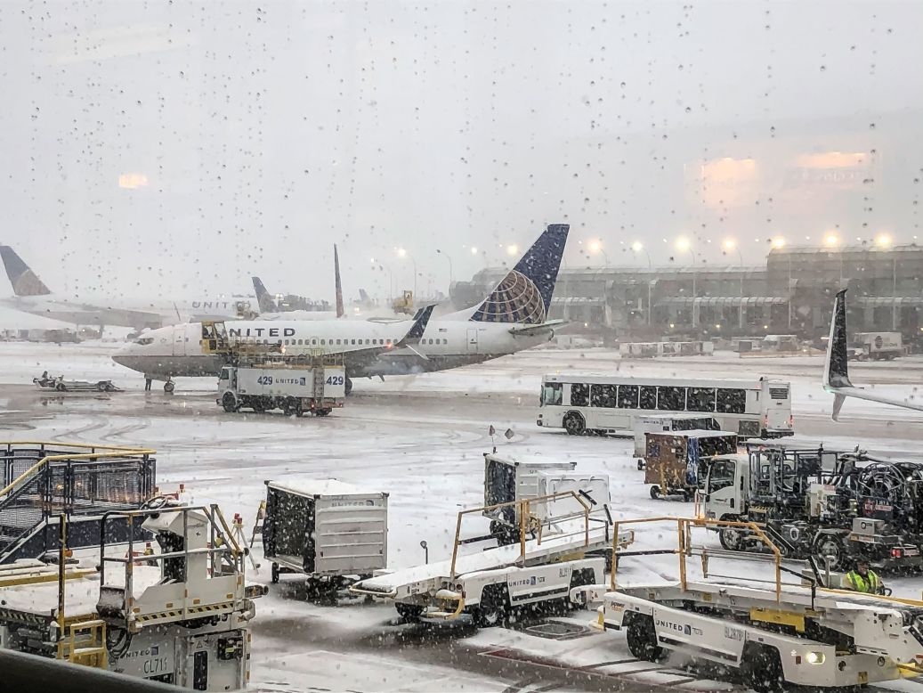 Snow falls at Chicago's O'Hare Airport on Monday, November 11. <a href="http://www.cnn.com/2019/11/12/weather/gallery/arctic-blast-november/index.html" target="_blank">A blast of Arctic air</a> swept the eastern two-thirds of the United States this week, causing millions of people to bundle up much earlier than usual.