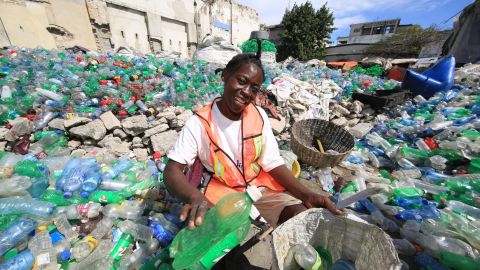 Plastic Bank say its full-time collectors in Haiti are on average 63% above the poverty line thanks to the income they make from the scheme.