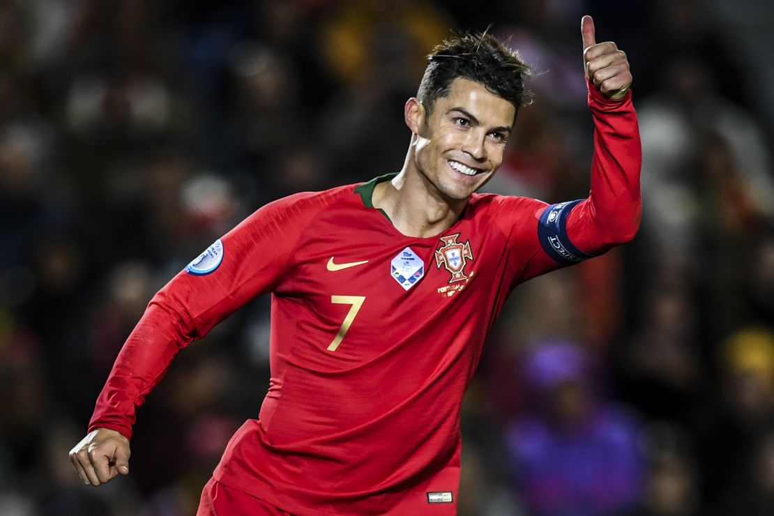 Portugal's forward Cristiano Ronaldo now has 98 international goals. 