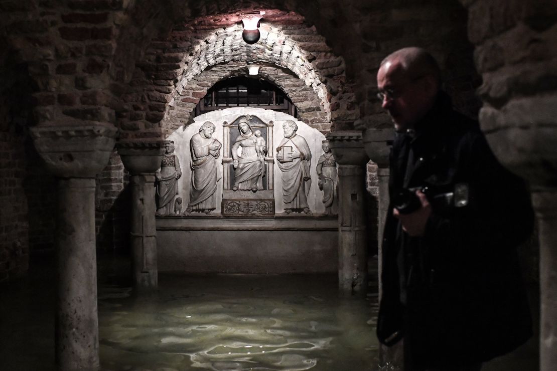 The flooded crypt of St. Mark's Basilica.