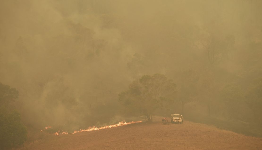 Flames approach the town of Taree, north of Sydney, Australia, on November 14, 2019.