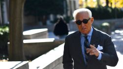 Trump associate Roger Stone departs the courthouse for lunch during his trial on November 13, 2019 in Washington, DC.