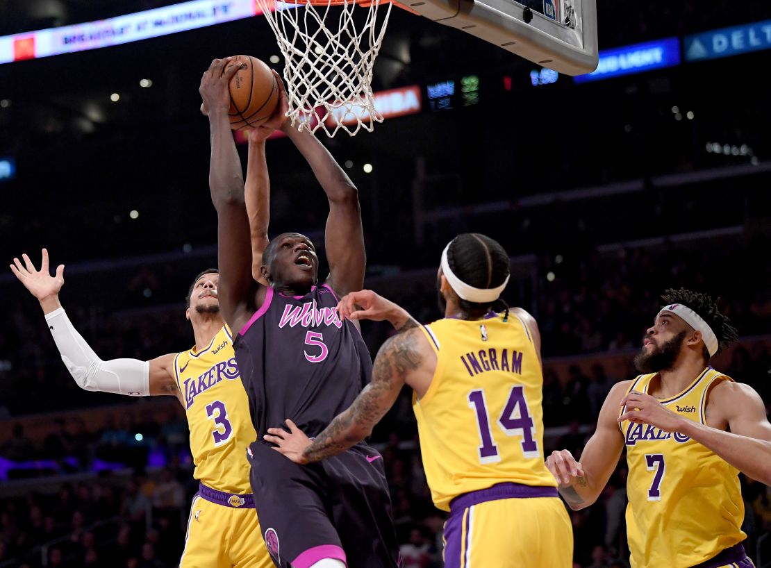 Dieng grabs a rebound against the LA Lakers.
