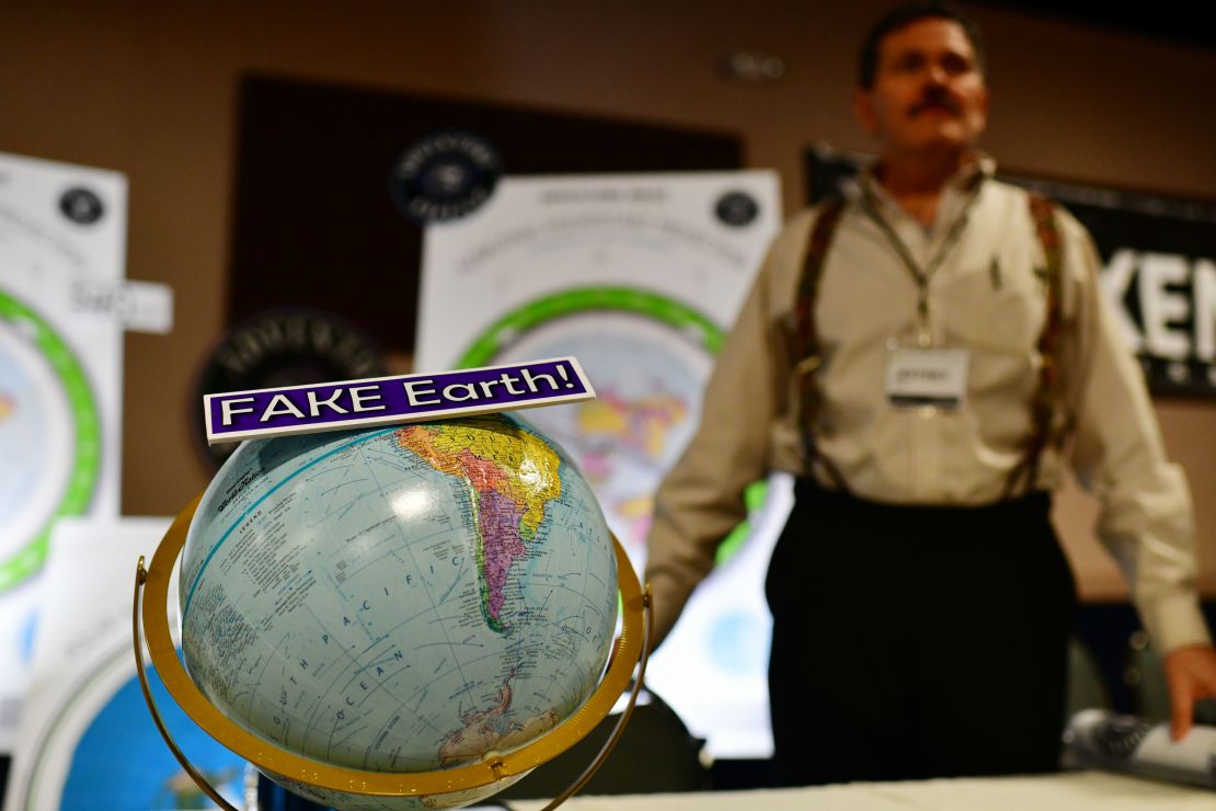 A merchandise stall at last year's Flat Earth International Conference in Denver, Colorado.