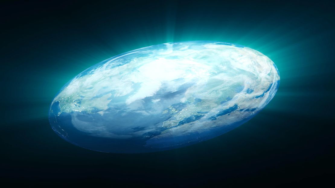 A digital illustration of a flat earth.