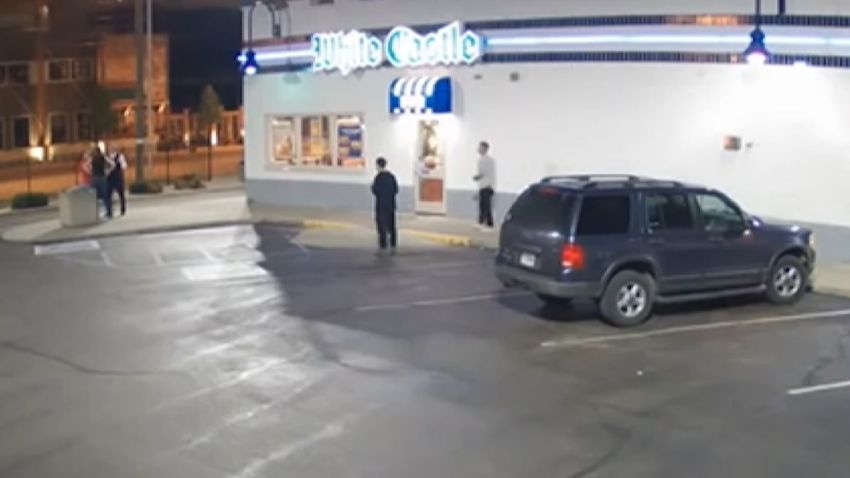 Surveillance footage shows the moment before an altercation broke out outside of a White Castle resulting in two Indiana judges being shot.