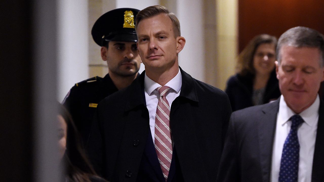 David Holmes, a State Department official, arrives to appear in a closed-door deposition hearing as part of the impeachment inquiry at the US Capitol in Washington, DC, on November 15, 2019.