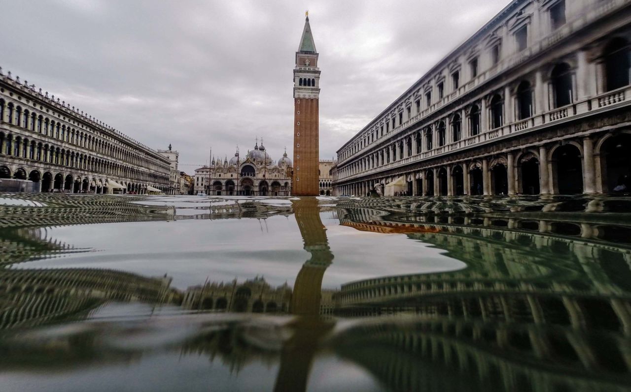 A flooded St. Mark's Square is seen on Friday, November 15, in Venice, Italy.