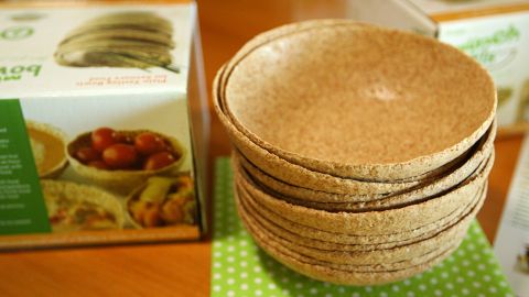 These biodegradable bowls made from wheat can be eaten as part of your meal.