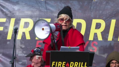 Fonda avoided yet another arrest. Robert Kennedy Jr. and actress June Diane Raphael were taken away in police custody.
