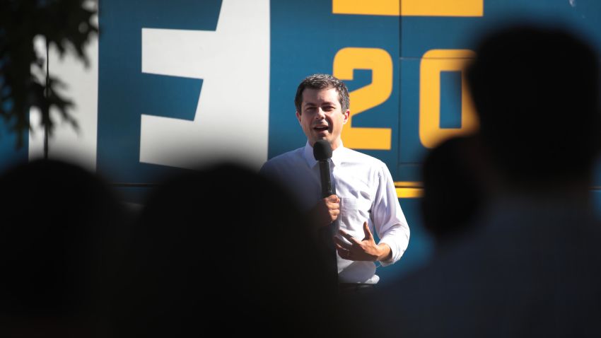 Democratic presidential candidate, South Bend, Indiana mayor Pete Buttigieg speaks during a campaign stop on September 24, 2019 in Clinton, Iowa.