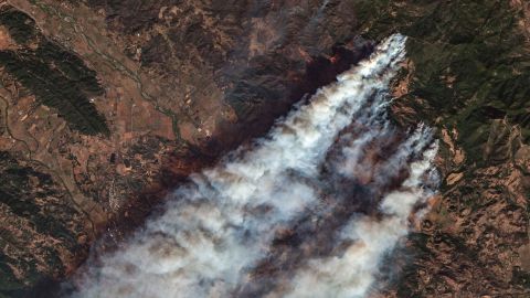 Kincade Fire in Northern California, as shot by the Sentinel-2 satellite on October 27.