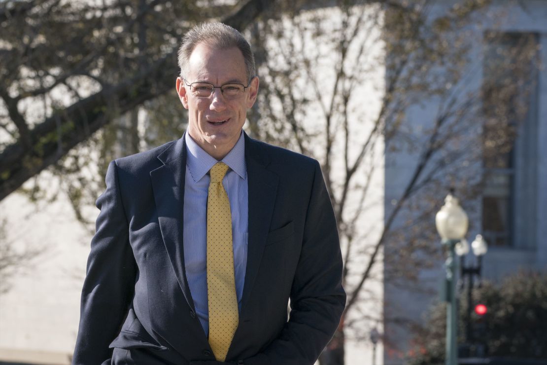 Mark Sandy, a senior career official at the Office of Management and Budget, arrives earlier this month to the US Capitol for a closed door deposition with lawmakers.