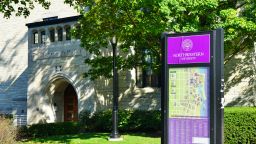 EVANSTON, IL -14 SEP 2018- View of the campus of Northwestern University, a leading research and teaching university located by Lake Michigan in Evanston, north of the city of Chicago, Illinois.
