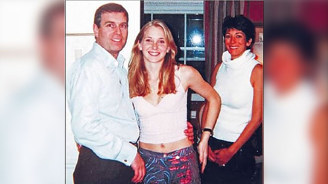 Photograph appearing to show Prince Andrew Duke York with Jeffrey Epstein's accuser Virgina Guifre and alleged madam Ghislaine Maxwell