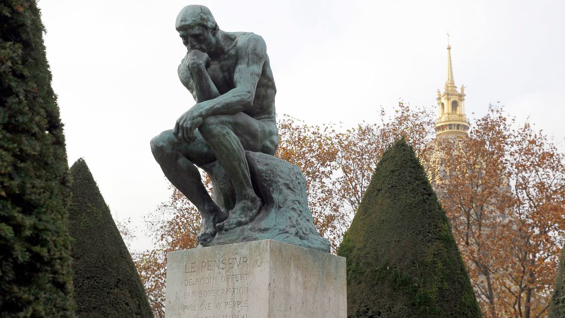 Banksy's "The Drinker" is a "subversive recreation" of "The Thinker" by Auguste Rodin.