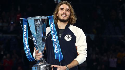 And the winner is... Stefanos Tsitsipas and he can hardly believe it.