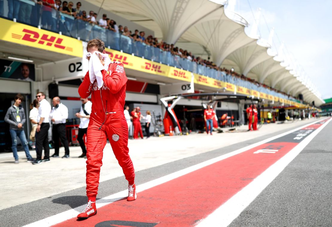 Sebastian Vettel has reason to hide after another flare-up with his Ferrari teammate Charles Leclerc.