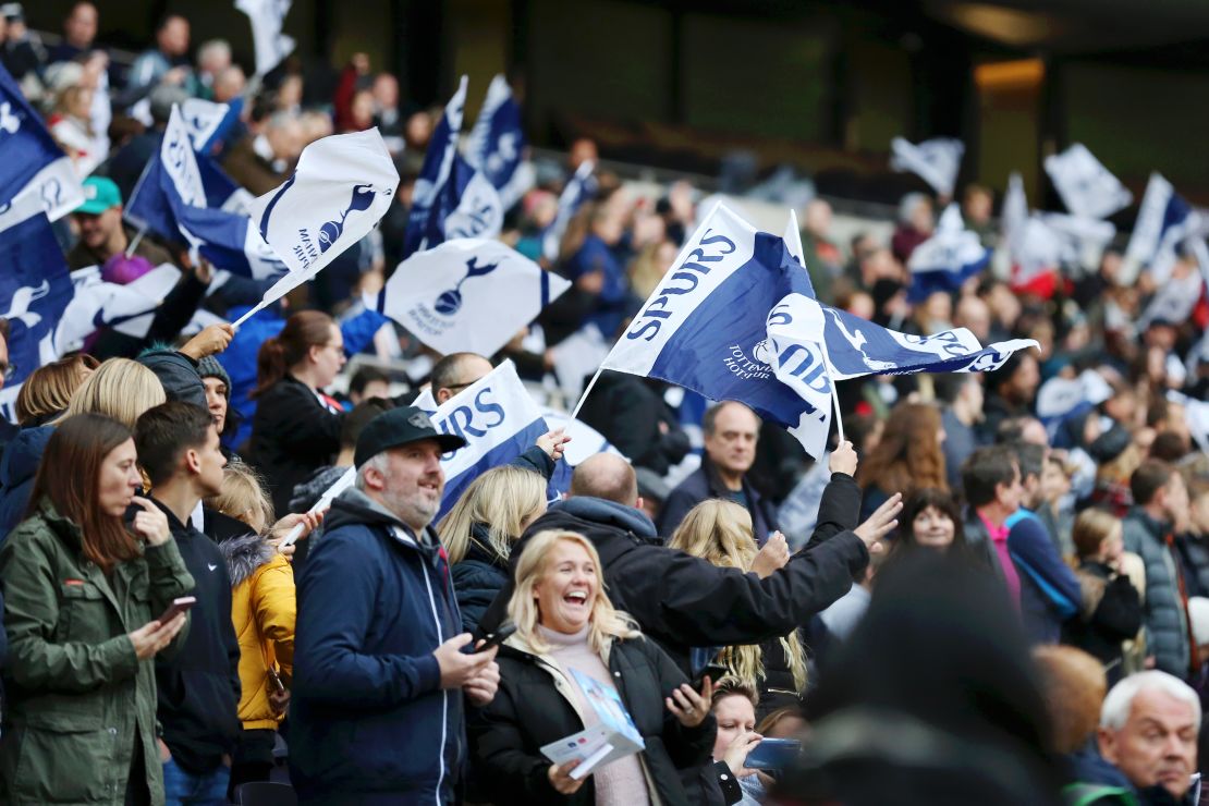 Fans show their support during the WSL match between Tottenham Hotspur and Arsenal.
