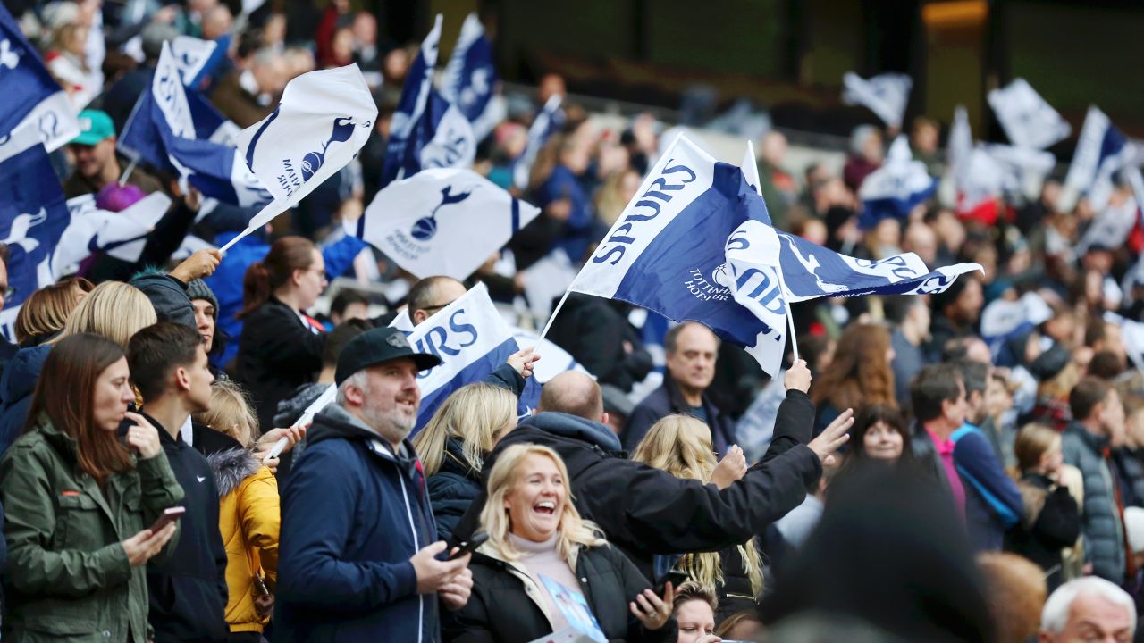 Fans show their support during the WSL match between Tottenham Hotspur and Arsenal.