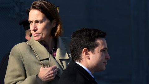 Fiona Hill, former deputy assistant to the President and Senior Director for Europe and Russia on the National Security Council staff, leaves after reviewing transcripts of her deposition at the US Capitol on November 4.