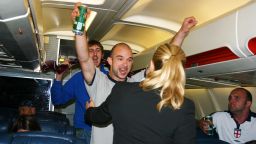Scene staged by actors: An unruly incident on board a plane