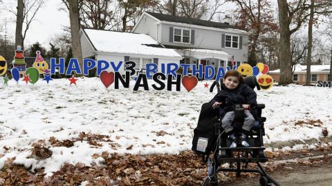 To celebrate Nash's third birthday, the town threw him a parade. 