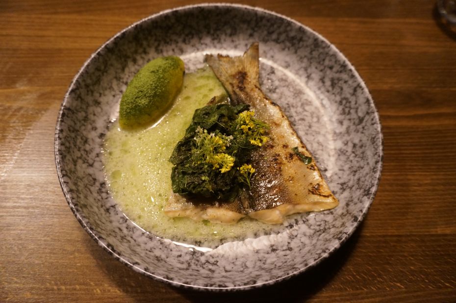 <strong>On the plate: </strong>"Storceag" Danube fish, polenta and greens is a popular dish at Noua Bucătărie Românească.