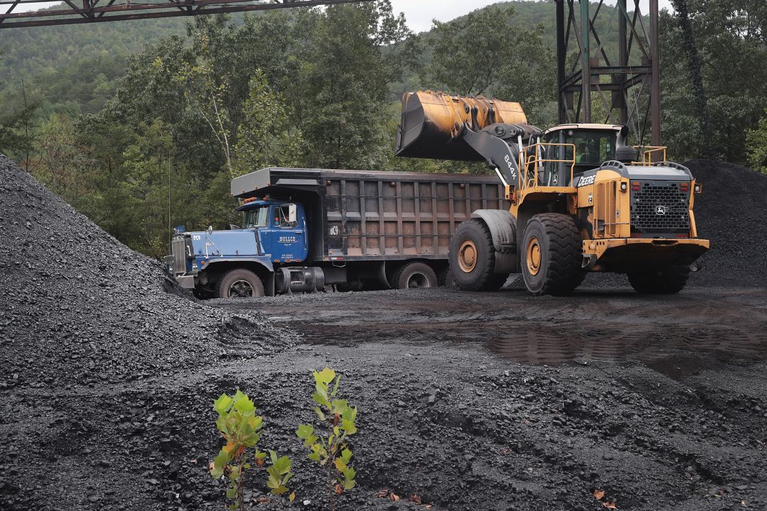 A truck is loaded with coal at a mine near Cumberland, Kentucky. 