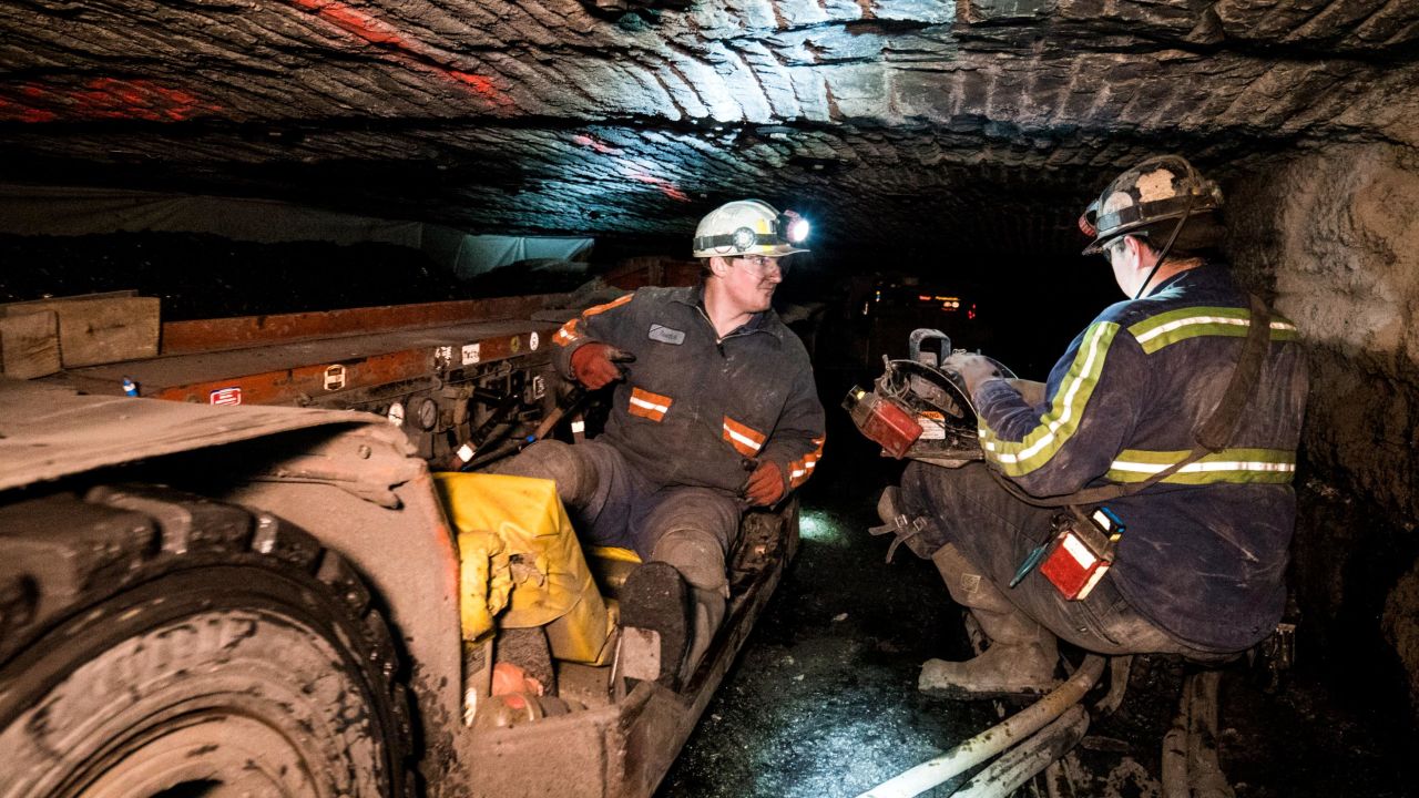 Miners work deep underground at a coal mine in Buchanan County, Virginia.