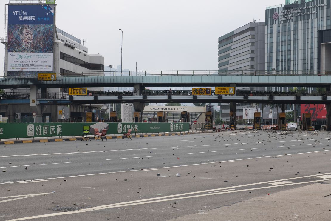 The entrance to the Cross-Harbour Tunnel, one of three tunnels connecting Hong Kong Island to Kowloon. The roadway is usually among the city's most packed.