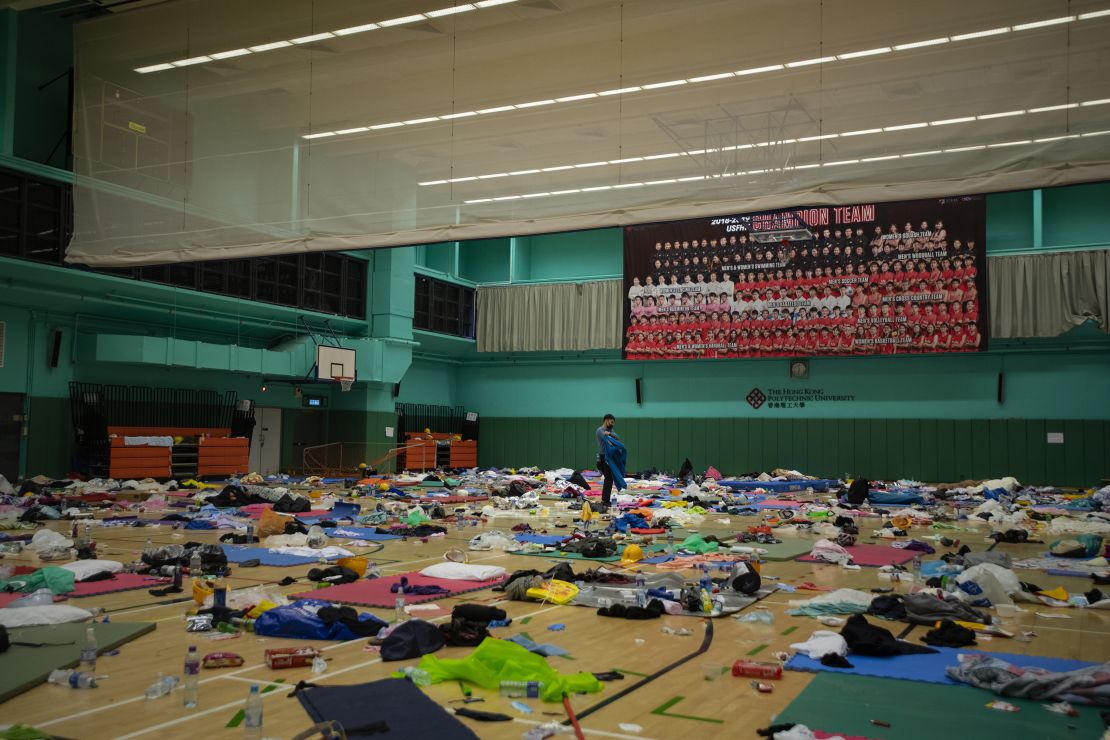 The nearly-empty gymnasium.