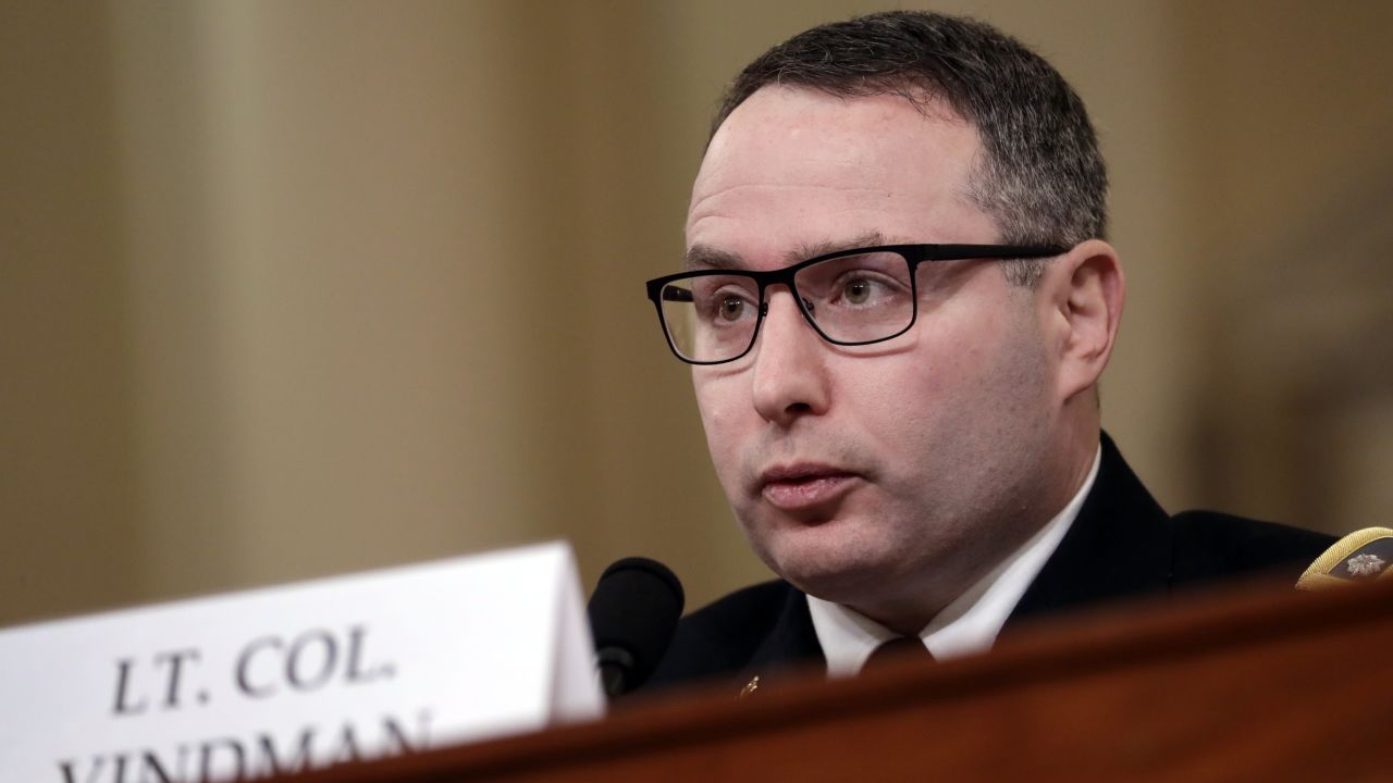 Alexander Vindman, director for European affairs on the National Security Council, speaks during a House Intelligence Committee impeachment inquiry hearing in Washington, D.C., U.S., on Tuesday, Nov. 19, 2019. The committee plans to hear from eight witnesses in open hearings this week in the impeachment inquiry into President Donald Trump. Photographer: Andrew Harrer/Bloomberg via Getty Images