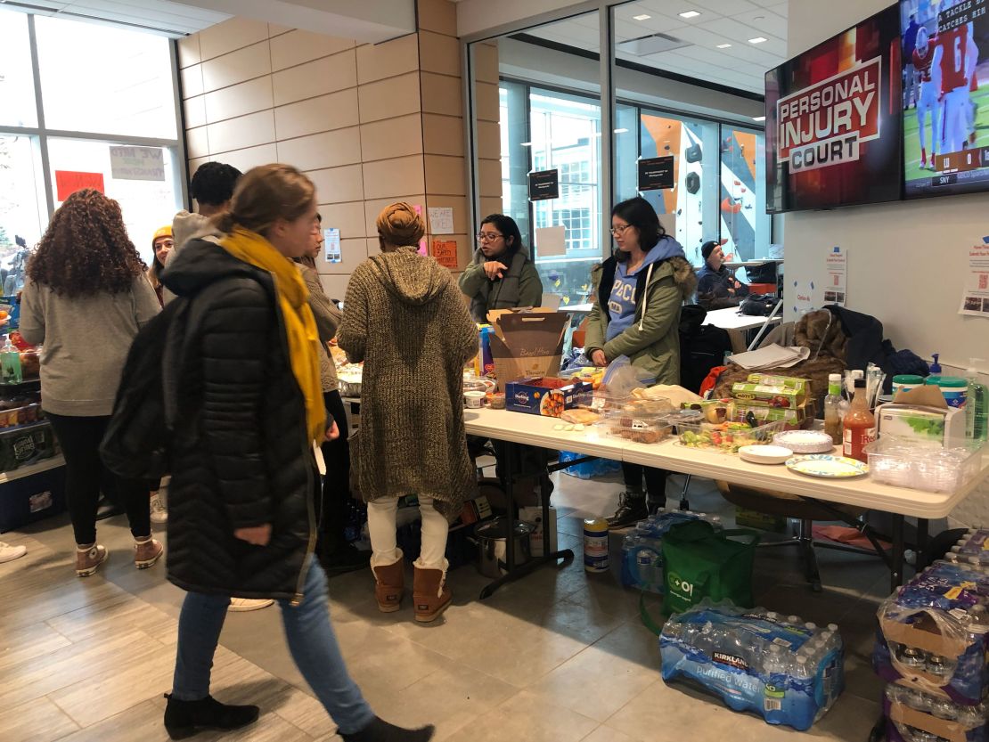 Free meals and snacks are available at a food station at Syracuse University's rec center.