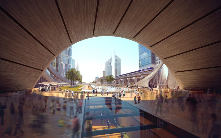 The proposal would see a one kilometer stretch of Dubai's main artery road transformed into a pedestrianized, social space split over two levels. <br /><br />This would have the benefits of cutting pollution and creating communal areas. 