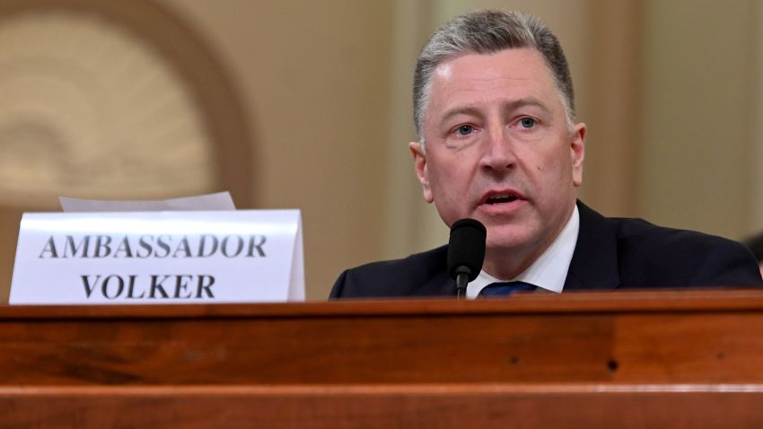Former US Special Envoy for Ukraine, Kurt Volker,  testifies during the House Intelligence Committee hearing, into President Donald Trump's alleged efforts to tie US aid for Ukraine to investigations of his political opponents, on Capitol Hill in Washington, DC on November 19, 2019. - President Donald Trump faces more potentially damning testimony in the Ukraine scandal as a critical week of public impeachment hearings opens Tuesday in the House of Representatives. (Photo by Andrew CABALLERO-REYNOLDS / AFP) (Photo by ANDREW CABALLERO-REYNOLDS/AFP via Getty Images)