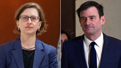 Laura Cooper, left, David Hale, right