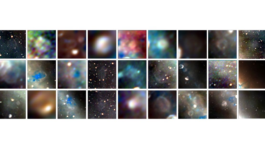 The 27 newly-discovered supernova remnants are shown in this image.