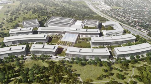 A rendering of the upcoming 133-acre Apple campus in Austin, Texas.
