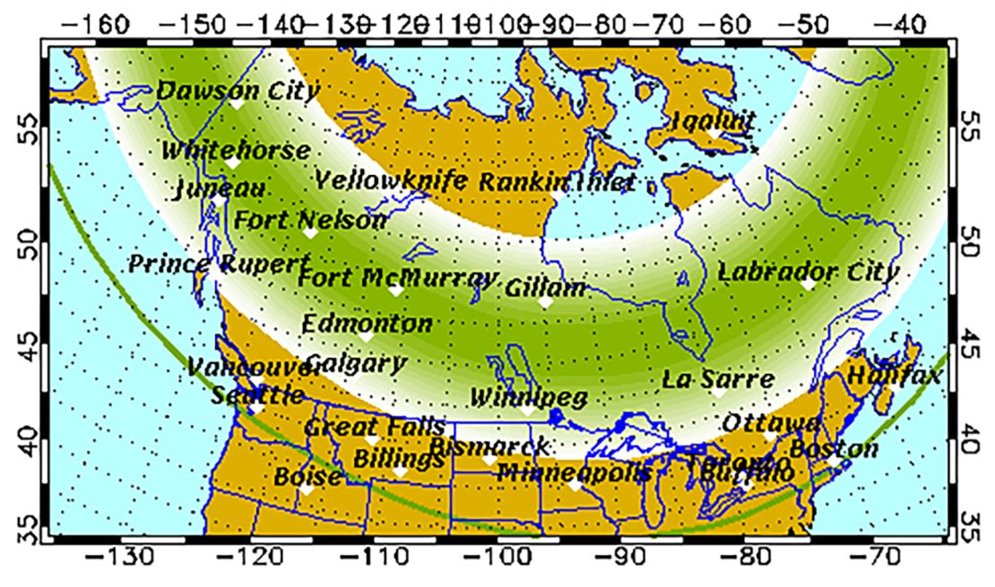 The University of Alaska-Fairbanks Geophysical Institute's aurora borealis forecast for Wednesday evening.
