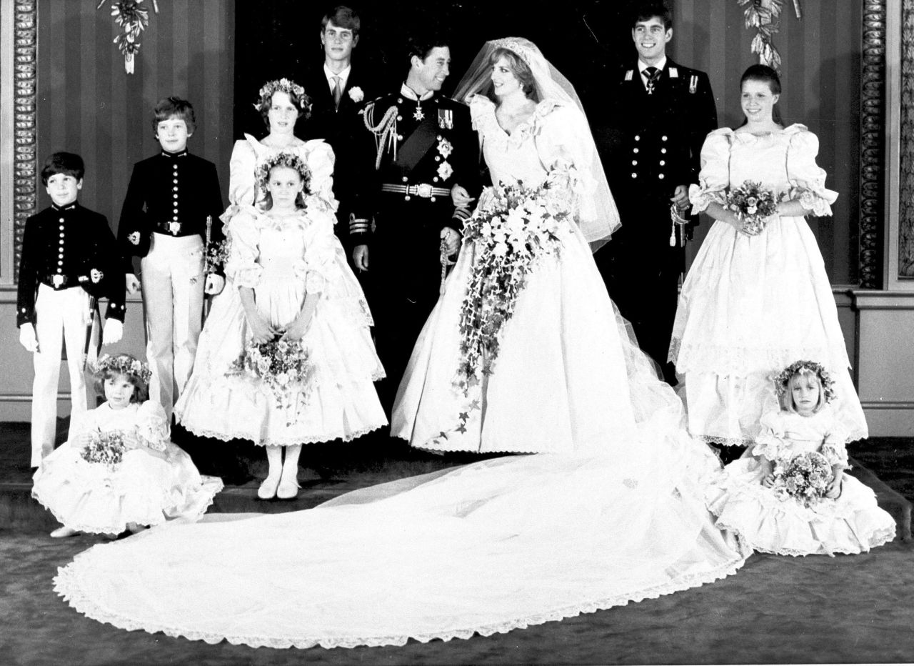 Prince Andrew is second from right in this photo taken at the 1981 wedding of his brother Prince Charles.
