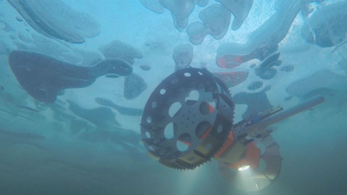 The underwater rover BRUIE undergoes testing in an arctic lake in Alaska in 2015.