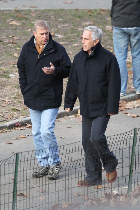 Prince Andrew and Jeffrey Epstein walk through New York's Central Park in 2011.