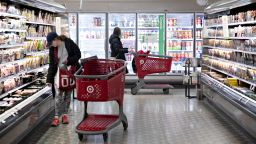 Customers shop in the grocery area at a Target Corp. store in Chicago, Illinois, U.S., on Saturday, Nov. 16, 2019. Target Corp. is scheduled to release earnings figures on November 20. Photographer: Daniel Acker/Bloomberg via Getty Images