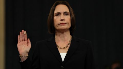 Fiona Hill, the National Security Council's former senior director for Europe and Russia, is sworn in to testify before the House Intelligence Committee in the Longworth House Office Building on Thursday in Washington.