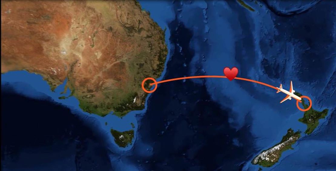 The couple got married half way between their home countries of Australia and New Zealand.