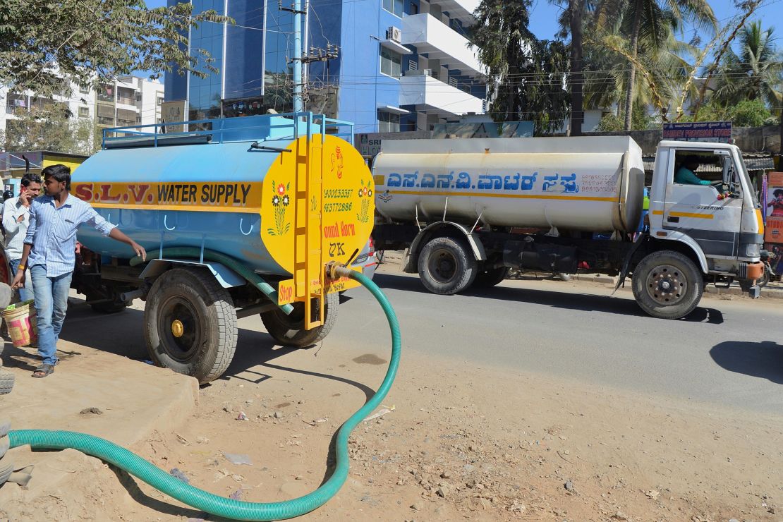 Millions in India's big tech cities depend on private water tankers because government supplies are inadequate. (Manjunath Kiran/AFP/Getty Images)